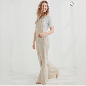 NWT AERIE Wide Leg Overalls- Cream